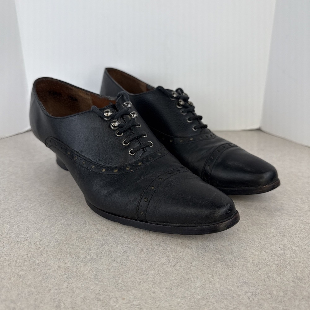 Women's Vintage Nicole Edwardian Oxford Heels Lace Up Shoes Size 6